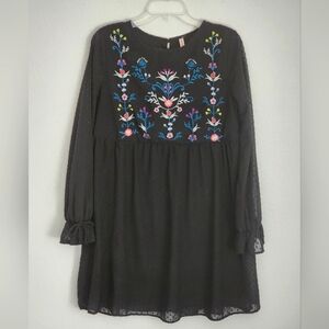 Xhilaration Boho Embroidered Dress Long Sleeve Dress Sz M